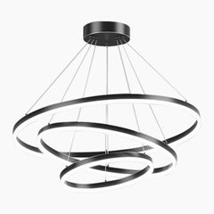 Minimalist Black LED Loop Ring Aluminum Chandelier 3 Circle