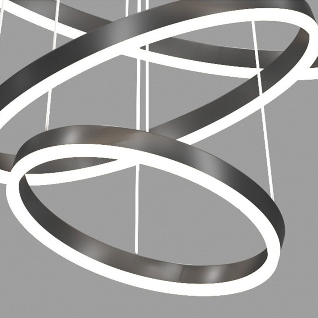Minimalist Black LED Loop Ring Aluminum Chandelier Circle