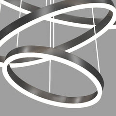 Minimalist Black LED Loop Ring Aluminum Chandelier Circle