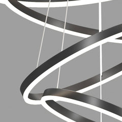 Minimalist Black LED Loop Ring Aluminum Chandelier Detail