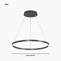 Minimalist Black LED Loop Ring Aluminum Chandelier 1 Circle Size