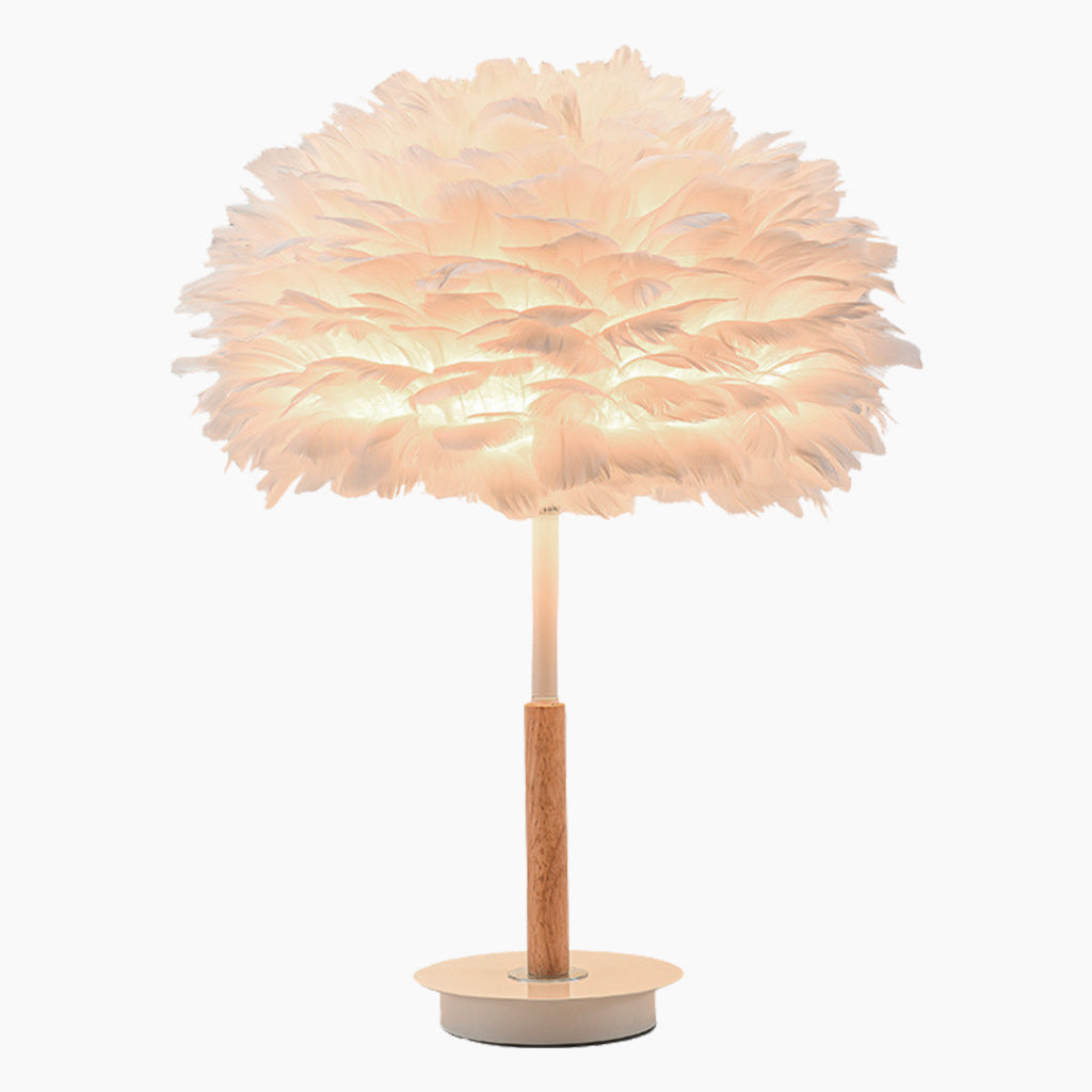 Minimalist Bloom White Feather Bedside Table Lamp Main