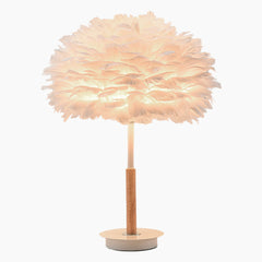 Minimalist Bloom White Feather Bedside Table Lamp Main