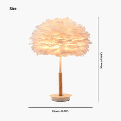 Minimalist Bloom White Feather Bedside Table Lamp Size
