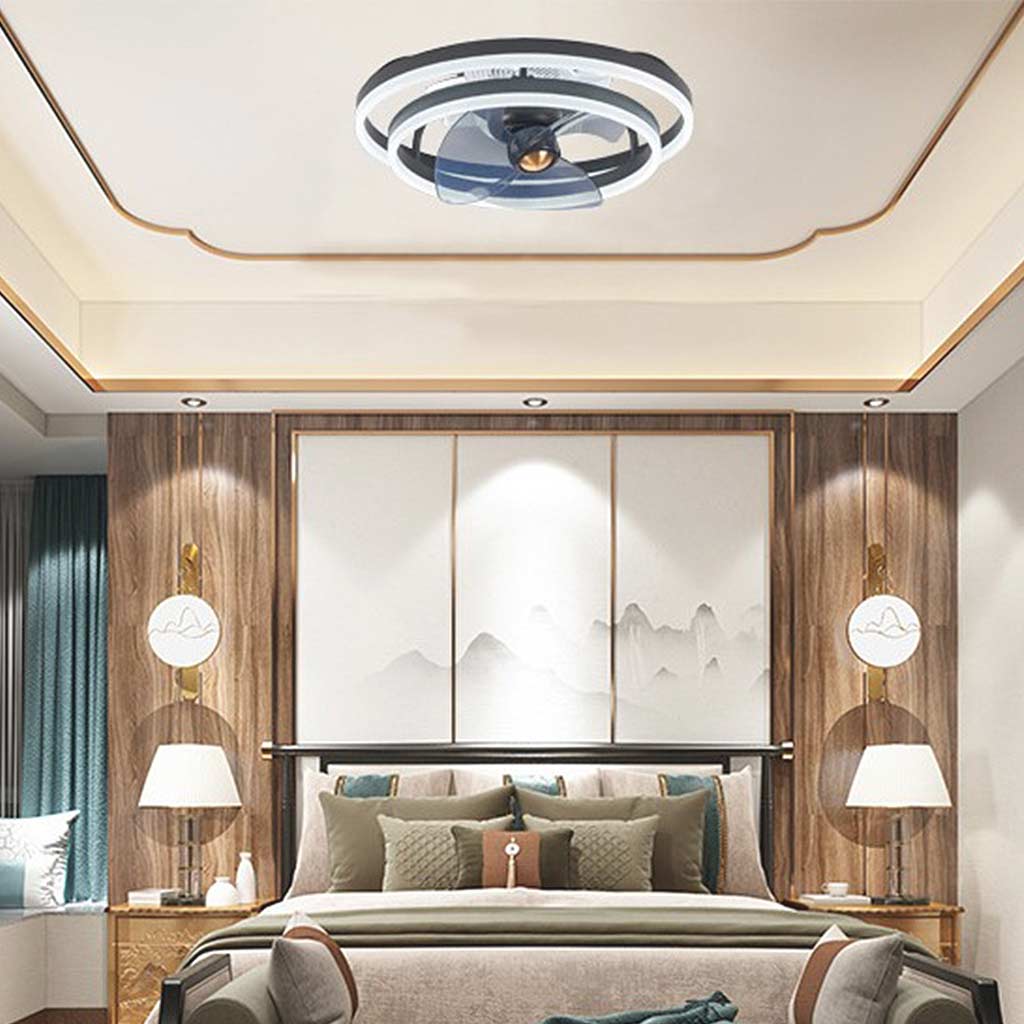 Minimalist Double Ring LED Fandelier Bedroom