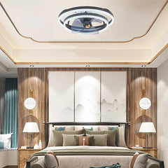 Minimalist Double Ring LED Fandelier Bedroom