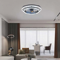 Minimalist Double Ring LED Fandelier Living Room