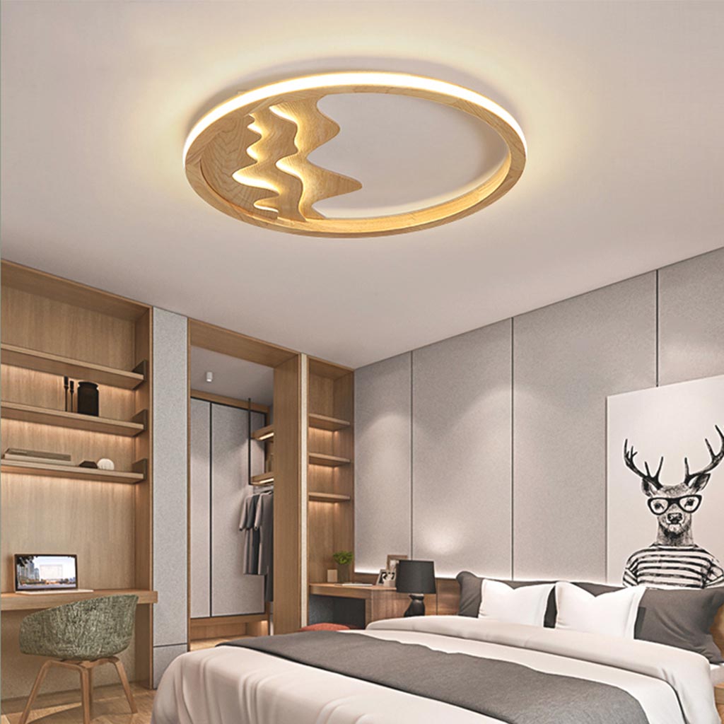 Minimalist Modern Wood Zen Flush Mount Ceiling Light Classic