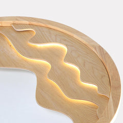 Minimalist Modern Wood Zen Flush Mount Ceiling Light Detail Wood