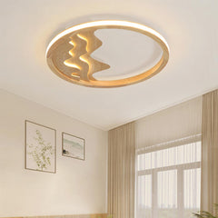 Minimalist Modern Wood Zen Flush Mount Ceiling Light Living Room