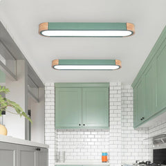 Flush Mount Ceiling Light Minimalist Rectangular Macaron, Wood Acrylic