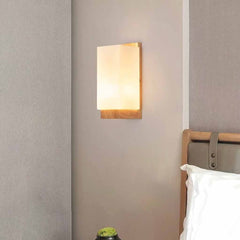 Lámpara de pared rectangular de madera minimalista para mesita de noche