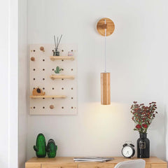 Minimalist Wood Tube Plug In Wall Mounted Lamp Dining Room