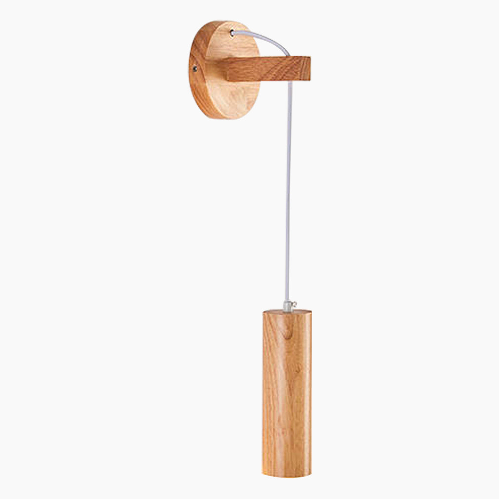 Minimalist Wood Tube Plug In Wall Mounted Lamp Main
