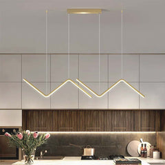 Modern Adjustable Wave Line Gold LED Pendant Light Living Room