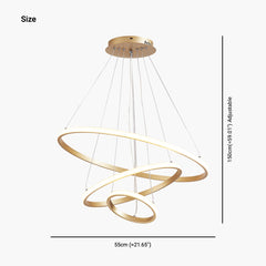 Modern Aluminum 3 Ring Circular Gold Chandelier Room Size