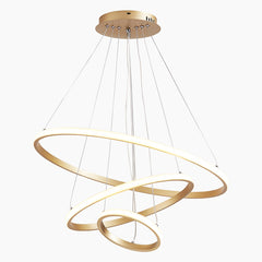 Modern Aluminum 3 Ring Circular Gold Chandelier Main Gold
