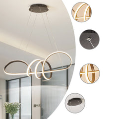 Modern Artistic Aluminum Linear Curved Chandelier Detail