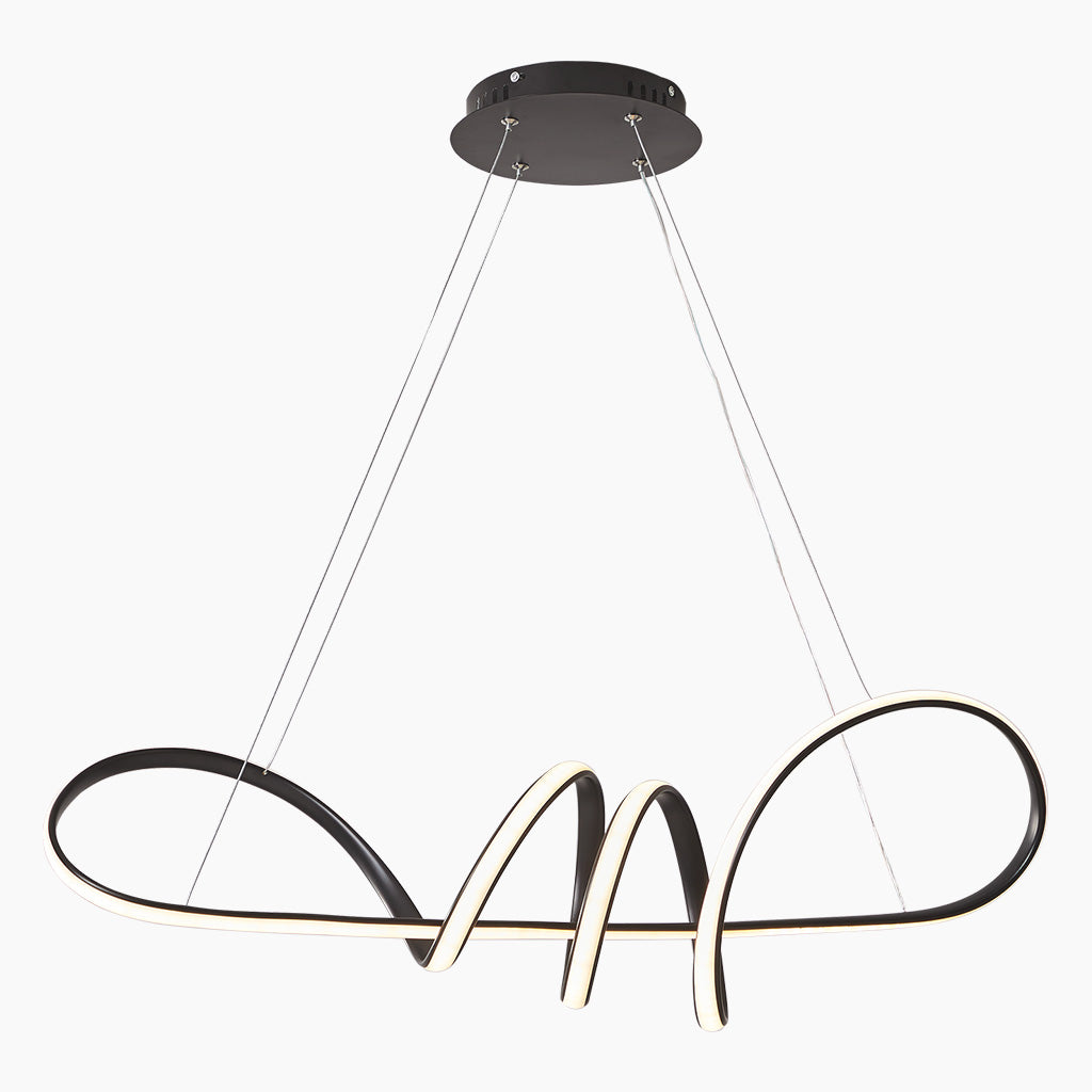 Modern Artistic Aluminum Linear Curved Chandelier Main Black