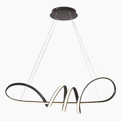 Modern Artistic Aluminum Linear Curved Chandelier Main Black