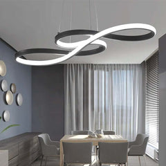 Modern Artistic Metal Curved LED Chandelier Dining Table