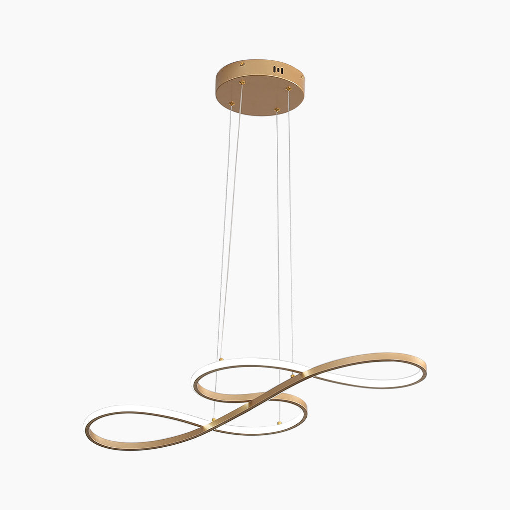 Modern Artistic Metal Curved LED Chandelier Gold
