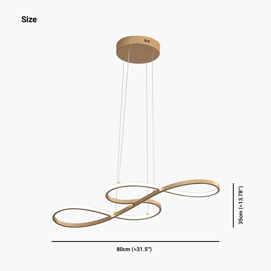 Modern Artistic Metal Curved LED Chandelier Size
