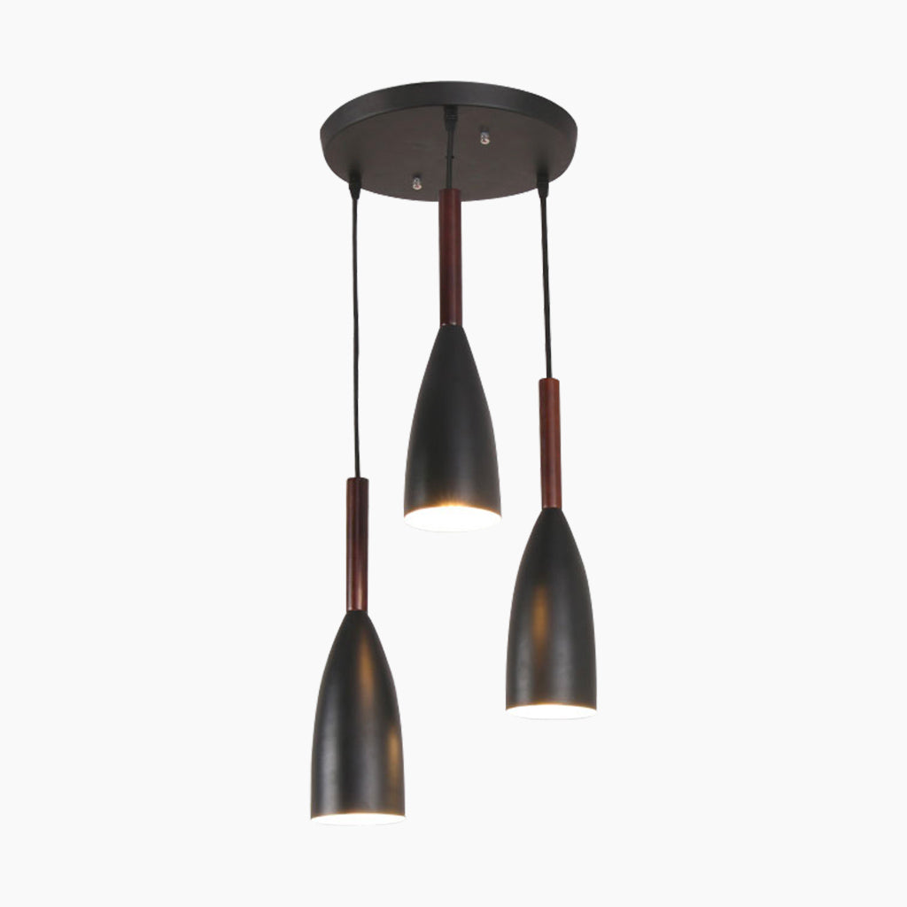 Modern Cone Pendant Light Round 3 Black