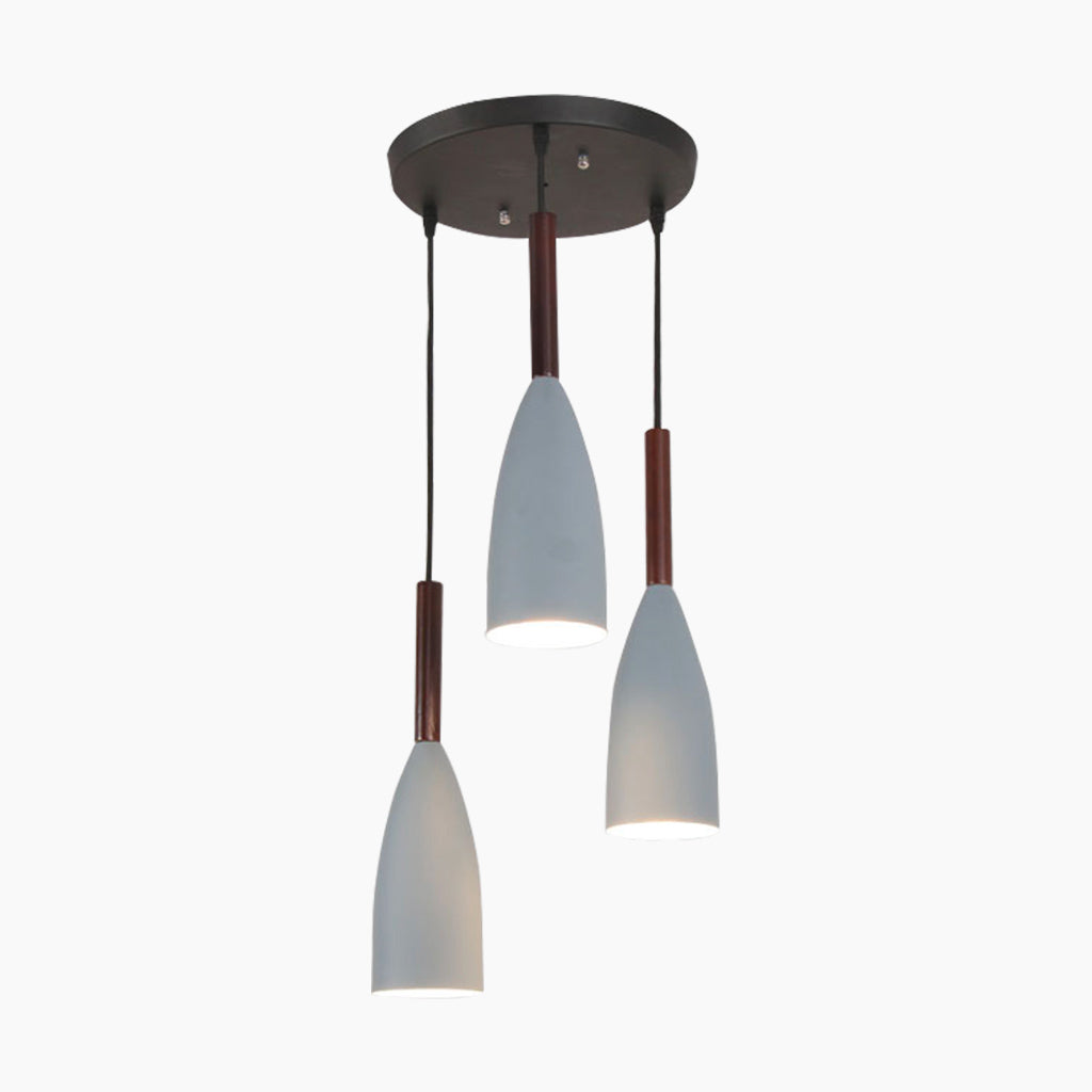 Modern Cone Pendant Light Round 3 Grey