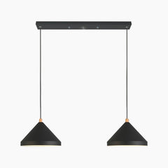 Modern Cone String Pendant Light Black 2 Lights