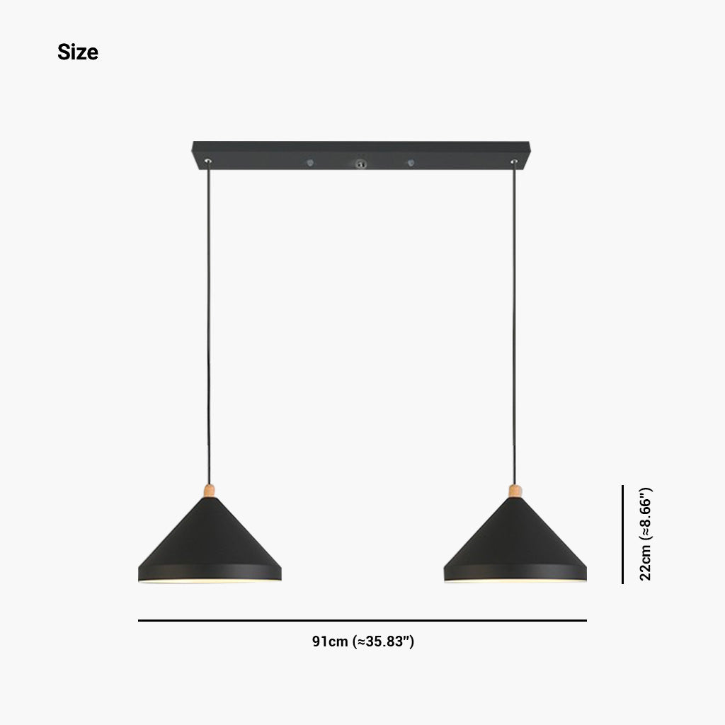 Modern Cone String Pendant Light, Black/White | VAXLAMP