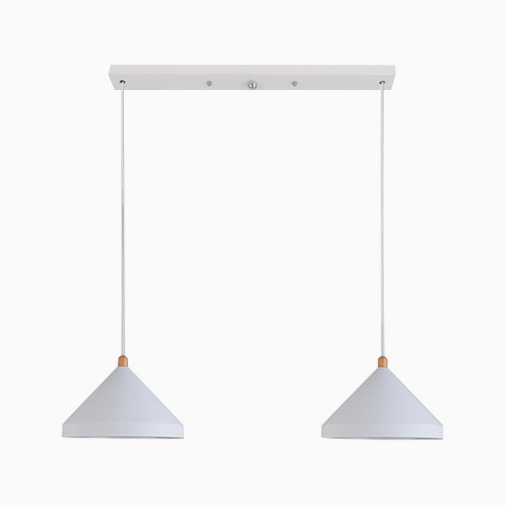 Modern Cone String Pendant Light White 2 Lights