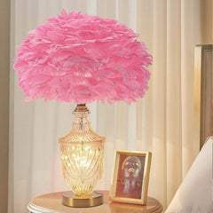 Modern Decorative Glass Vase Feather Table Lamp Coffee 