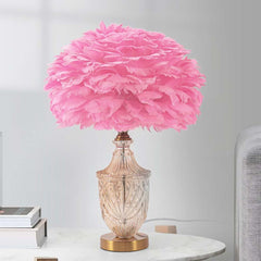 Modern Decorative Glass Vase Feather Table Lamp Desk