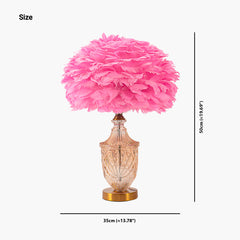 Modern Decorative Glass Vase Feather Table Lamp Size