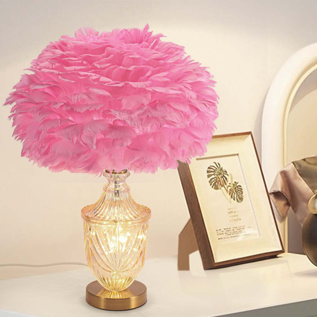 Modern Decorative Glass Vase Feather Table Lamp Study Room