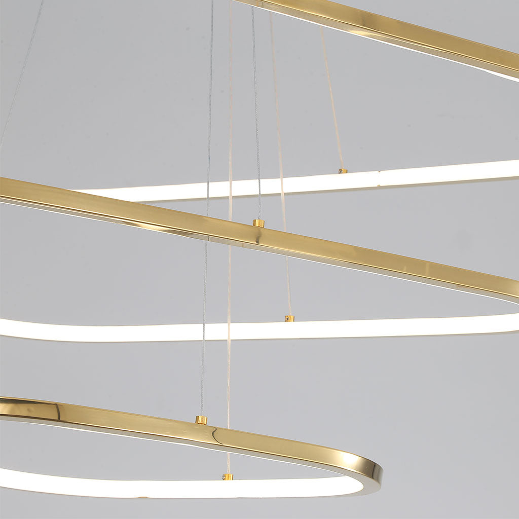Modern Dimmable Stainless Steel Triangle LED Chandelier Detail LED