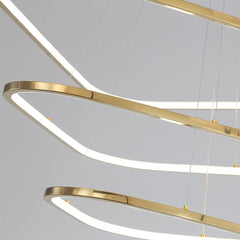 Modern Dimmable Stainless Steel Triangle LED Chandelier Detail