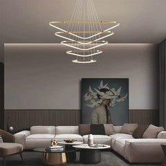 Modern Dimmable Stainless Steel Triangle LED Chandelier Living Room