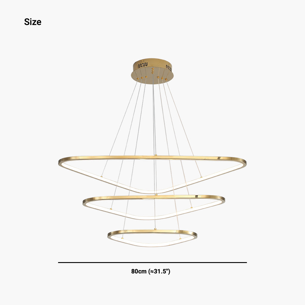 Modern Dimmable Stainless Steel Triangle LED Chandelier Size 3