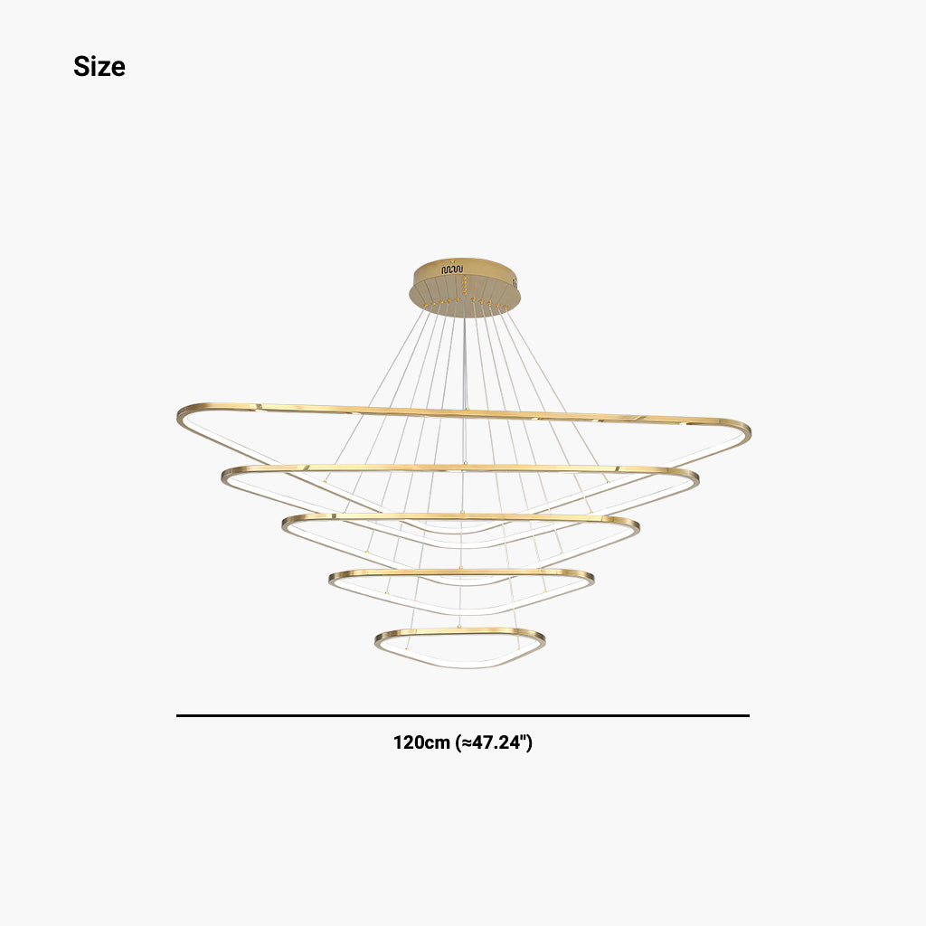 Modern Dimmable Stainless Steel Triangle LED Chandelier Size 5