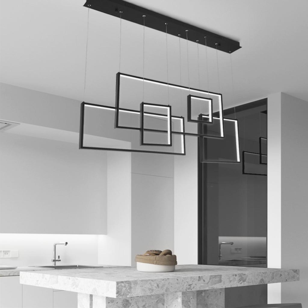 Modern Geometric Linear Pendant Light Chandelier Kitchen Island