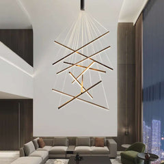 Modern High Ceiling Lobby Stair Cross Chandelier Hally