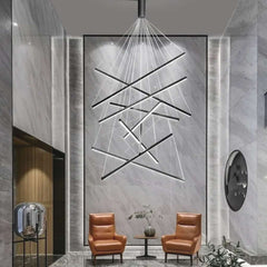 Modern High Ceiling Lobby Stair Cross Chandelier Lobby