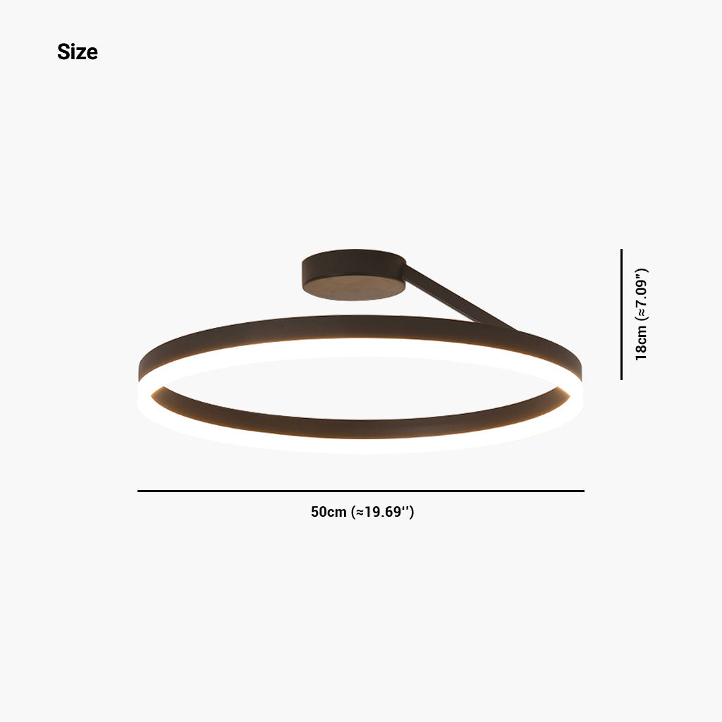 Modern Iron Round Ring Semi Flush Ceiling Light Size