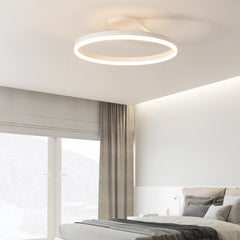 Modern Iron Round Ring Semi Flush Ceiling Light White Bedroom