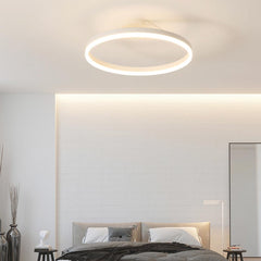 Modern Iron Round Ring Semi Flush Ceiling Light White