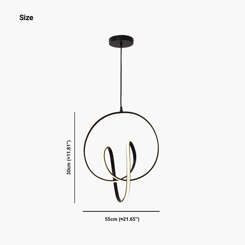 Modern LED Ring Abstract Chandelier Ceiling Light Size