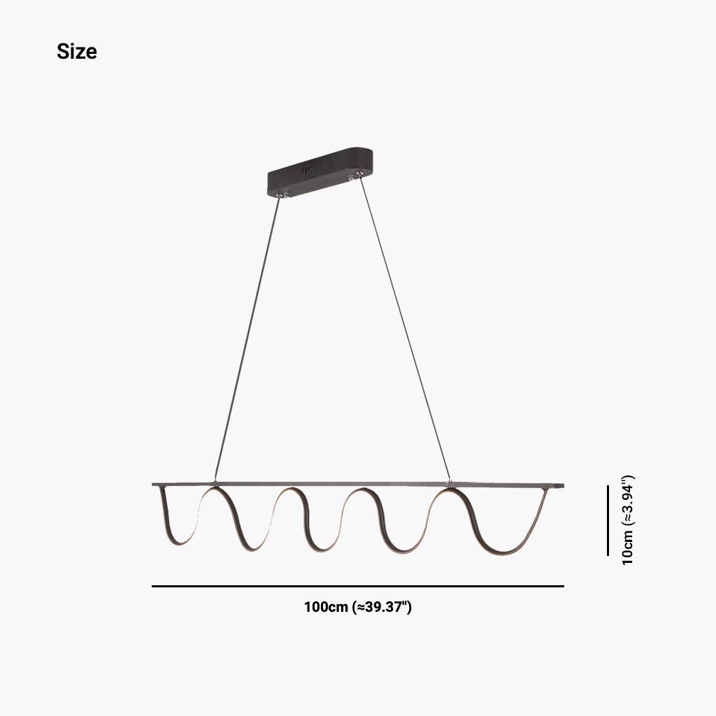 Modern Linear Wavy Pendant Light Black Size