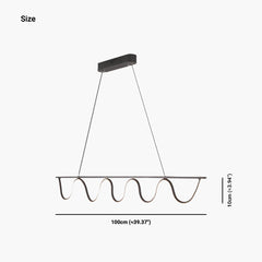 Modern Linear Wavy Pendant Light Black Size